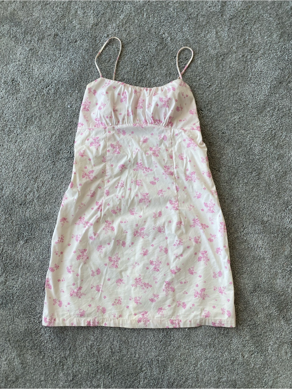Cotton Candy White Slip Dress with Pink Floral Print